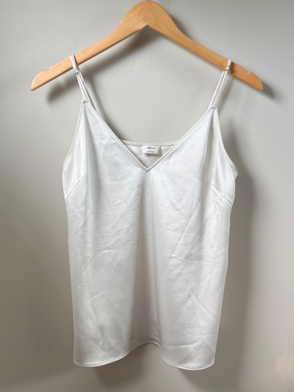 Aritzia Wilfred Satin Cami V Neck Tank Top Light Birch
